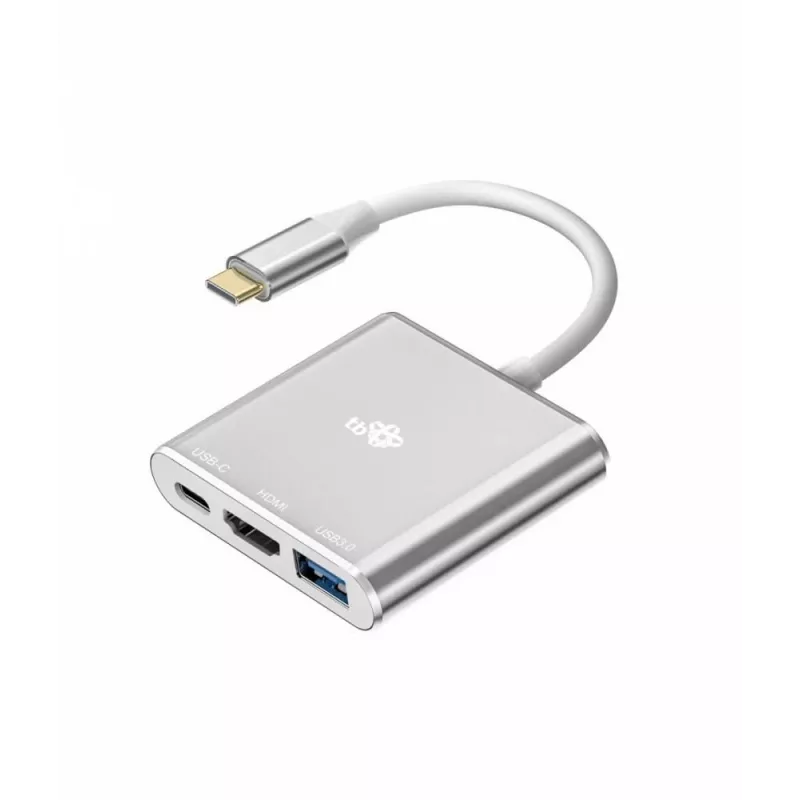 Hub adattatore USB-C TB AKTBXVAU3HMPDAV — 3-in-1: HDMI + USB-A + USB-C PD, argento