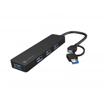 Hub USB NATEC Mayfly USB 3.2 Gen 1 Type-A Type-C 5000 Mbit/s nero