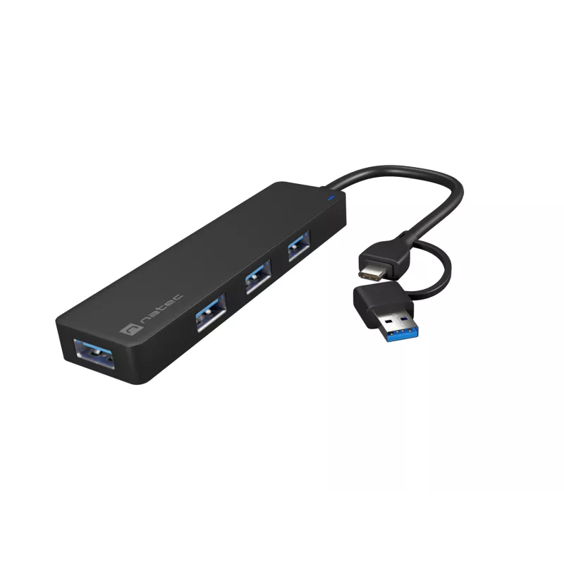 Hub USB NATEC Mayfly USB 3.2 Gen 1 Type-A Type-C 5000 Mbit/s nero