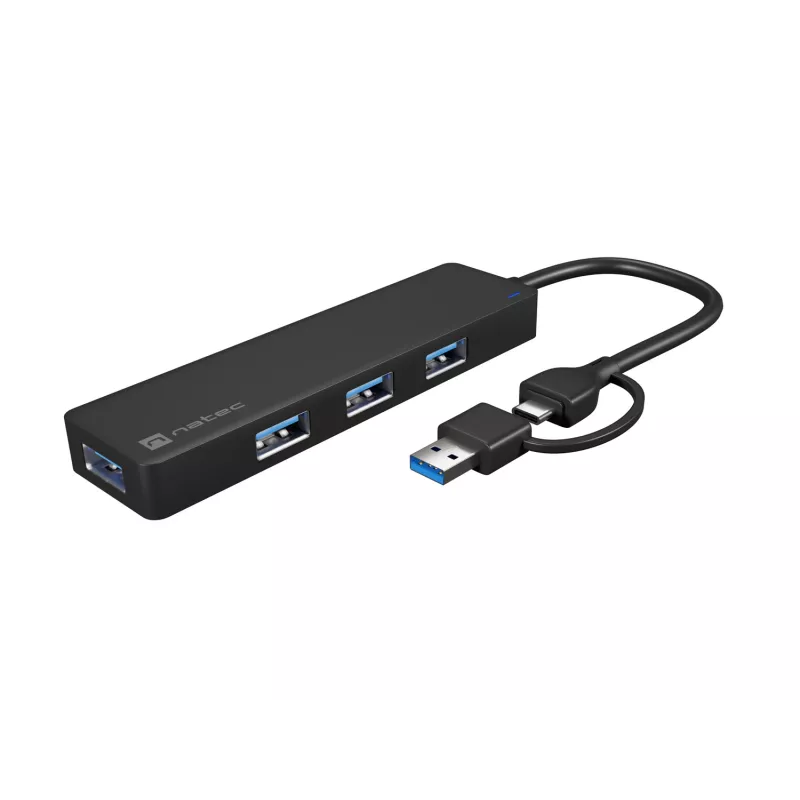 Hub USB NATEC Mayfly USB 3.2 Gen 1 Type-A Type-C 5000 Mbit/s nero