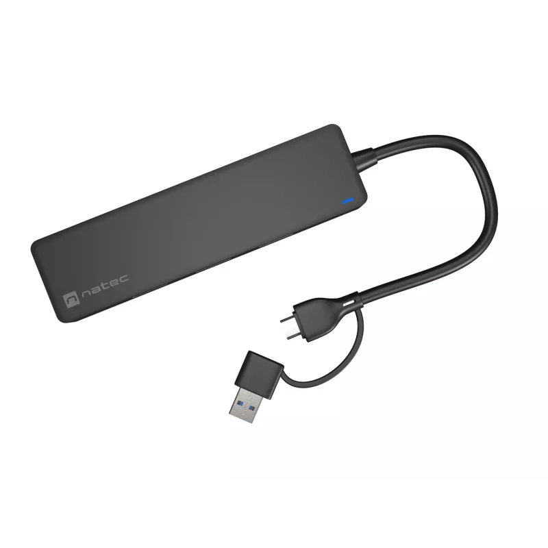 Hub USB NATEC Mayfly USB 3.2 Gen 1 Type-A Type-C 5000 Mbit/s nero