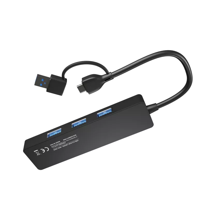 Hub USB NATEC Mayfly USB 3.2 Gen 1 Type-A Type-C 5000 Mbit/s nero