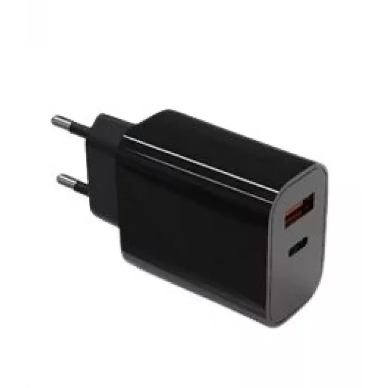 Caricabatterie da parete 2x3A USB-C + USB-A Power Delivery nero