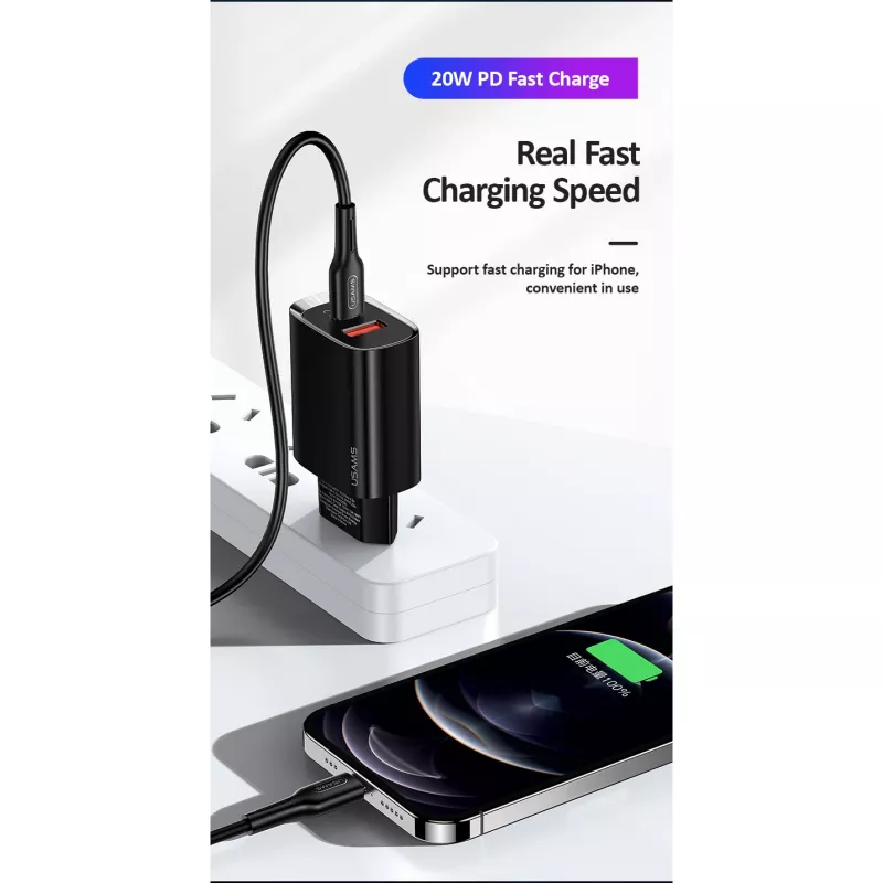 Caricabatterie usams T35 20W PD3 USB-C a USB adattatore a ricarica rapida