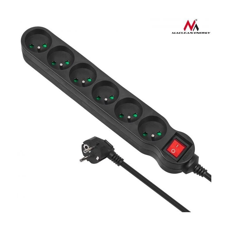 Prolunga Maclean MCE188 5m 6 prese uso interno nero