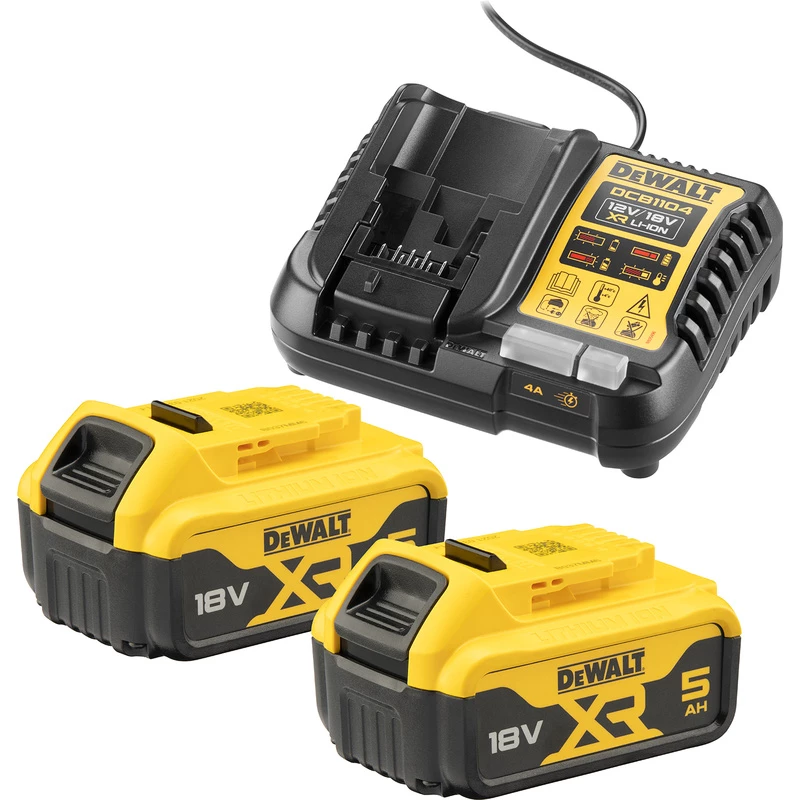 Set Batteria e Caricabatterie DeWALT DCB1104P2 18 V 5,0 Ah (2 Batterie, Caricabatterie)