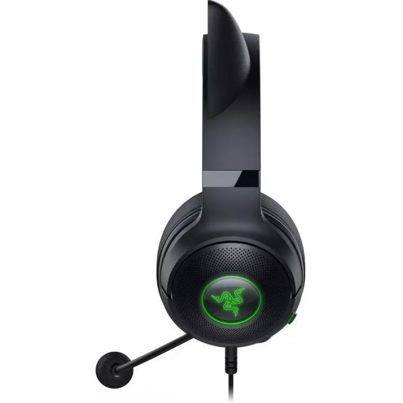 Kraken Kitty V2 - nero, headset gaming, orecchie Kitty, illuminazione reattiva allo streaming, microfono cardioide HyperClear, driver TriForce da 40 mm, microfono integrato nei padiglioni, Razer Chroma RGB (orecchie e padiglioni), Surround Sound: disponibile solo con