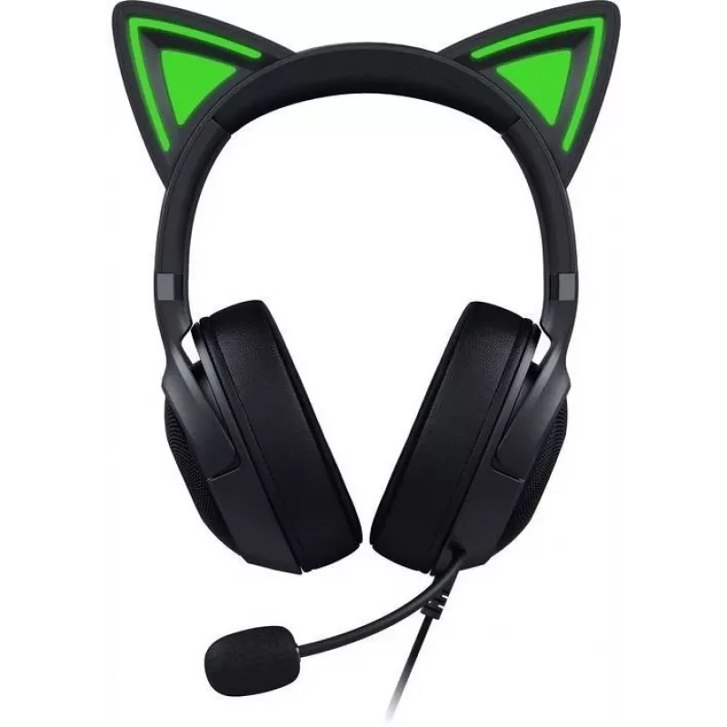 Kraken Kitty V2 - nero, headset gaming, orecchie Kitty, illuminazione reattiva allo streaming, microfono cardioide HyperClear, driver TriForce da 40 mm, microfono integrato nei padiglioni, Razer Chroma RGB (orecchie e padiglioni), Surround Sound: disponibile solo con