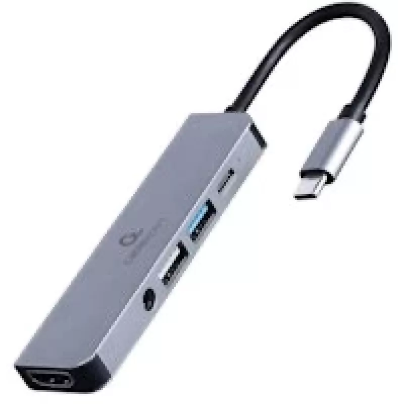 Gembird A-CM-COMBO5-02 dock per laptop/replicatore di porte USB con filo USB 3.2 Gen 1 (3.1 Gen 1) Type-C argento