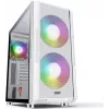 Case PC MODECOM AMIRANI ARGB Midi Tower bianco — ATX/ITX, GPU 35 cm, dissipatore CPU 16,5 cm, 2 ventole da 200 mm