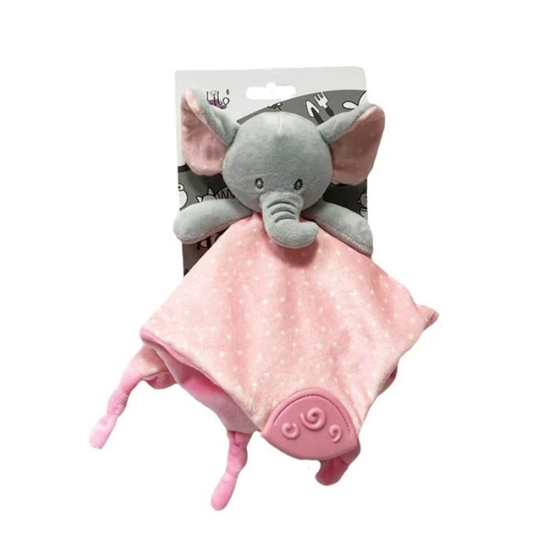 Peluche TULILO Milly elefante rosa 25 x 25 cm, morbido peluche per neonati