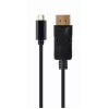 Adattatore grafico USB Gembird A-CM-DPM-01 con USB-C, supporta fino a 3840×2160, USB 2.0 / 3.2 Gen 2, nero, cavo 2 m