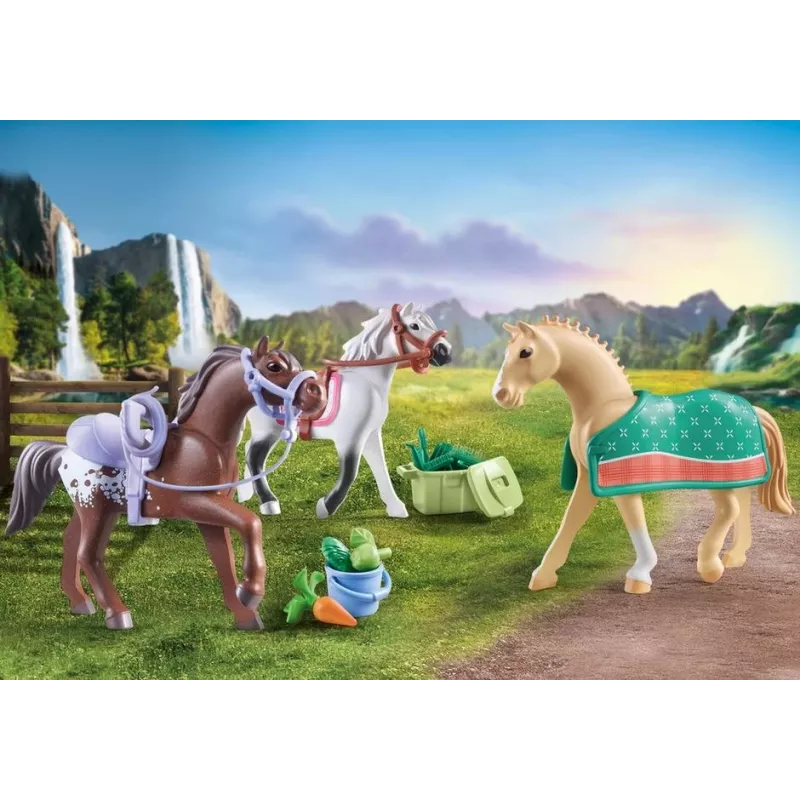 Playmobil 71356 Horses of Waterfall – Tre cavalli con sella