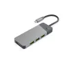 Hub USB Type-C Green Cell HUBGC01 — 7 porte: 3×USB-A 3.2 Gen 1, 1×USB-C 3.2 Gen 1, HDMI, lettore schede microSD+SD — argento