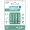 Batterie ricaricabili AAA NiMH everActive EVHRL03-550 1,2 V 550 mAh confezione da 4, cilindriche R03