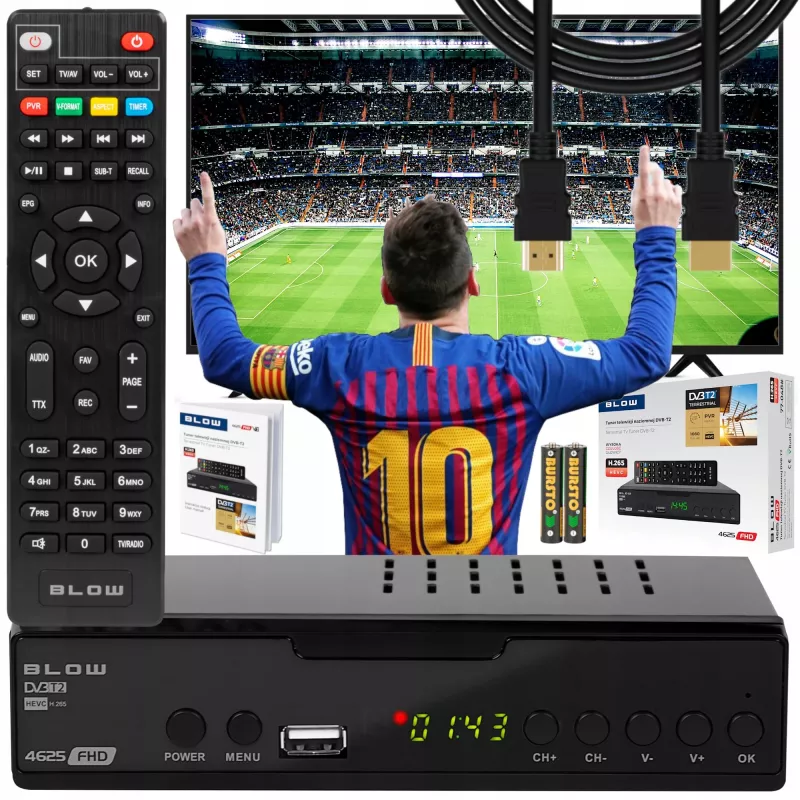 Sintonizzatore TV digitale BLOW 4625FHD DVB-T2 H.265 ricevitore terrestre, HDMI, USB, SCART, Ethernet, S/PDIF