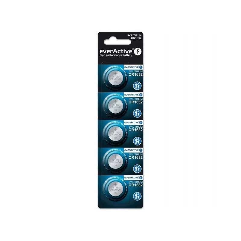 Batteria everActive CR1632 a bottone al litio monouso 3 V — 5 pz., 16 mm × 3,2 mm