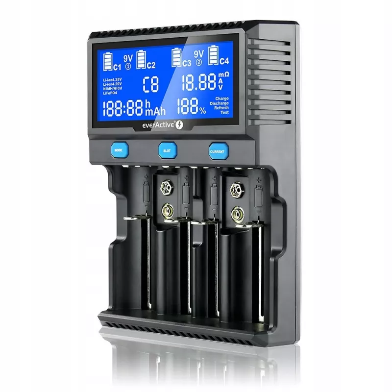 Caricabatterie everActive UC-4200 per batterie cilindriche Li-ion e Ni-MH