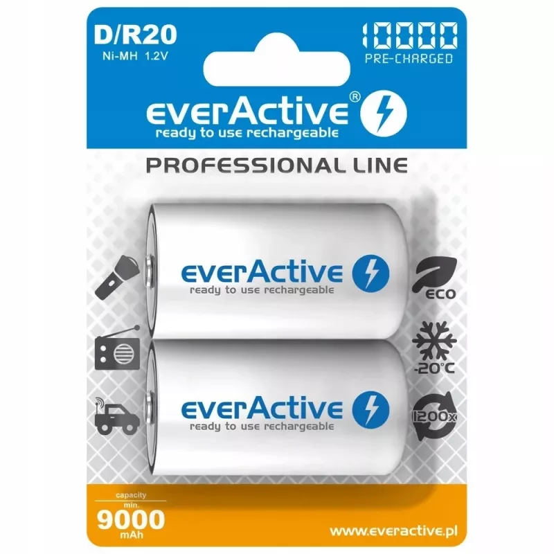 Batteria ricaricabile everActive EVHRL20-10000 D NiMH 1,2 V 2 pz.