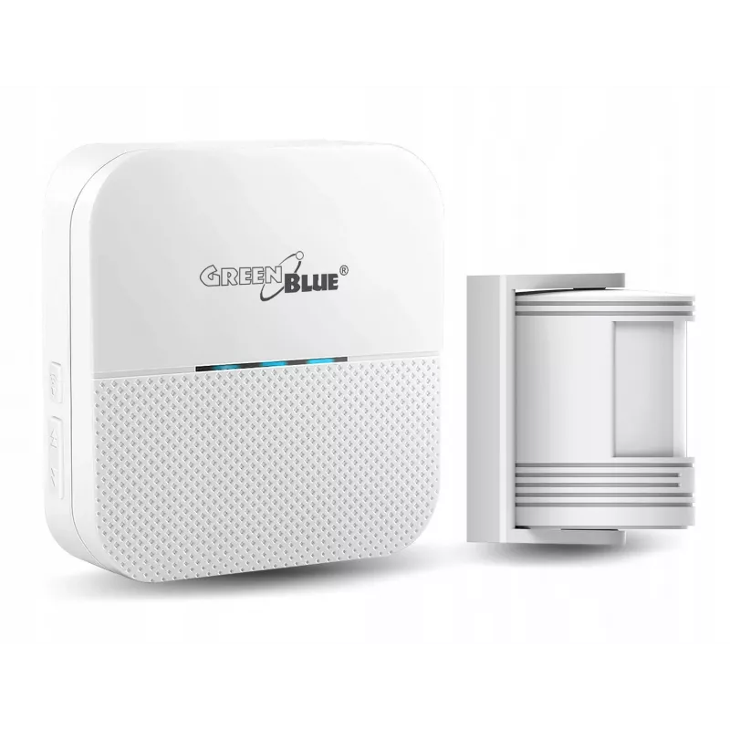 Sirena d'ingresso wireless GreenBlue GB212, rilevatore di movimento, 52 melodie, 230 V, max 8 sensori