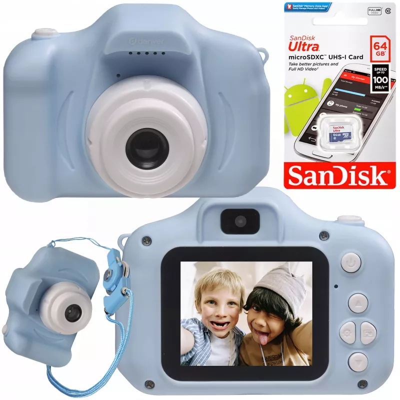 Fotocamera Denver KCA-1340BU per bambini giocattolo giochi scheda 64GB