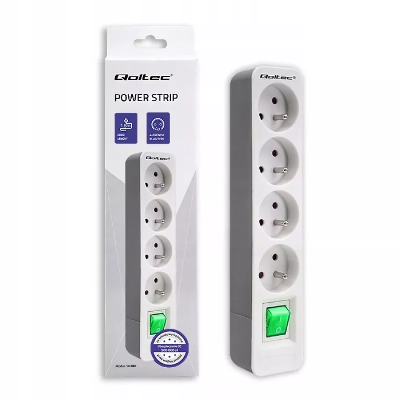 Prolunga elettrica Qoltec 50288 1,8 m 4 prese AC per interni bianco