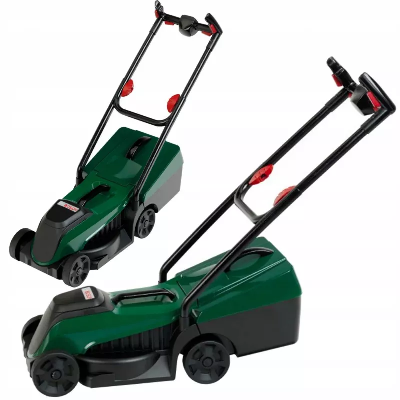 KLEIN 2780 Bosch tagliaerba giocattolo con cestello raccoglierba rimovibile, suoni realistici, verde/nero, da 3 anni