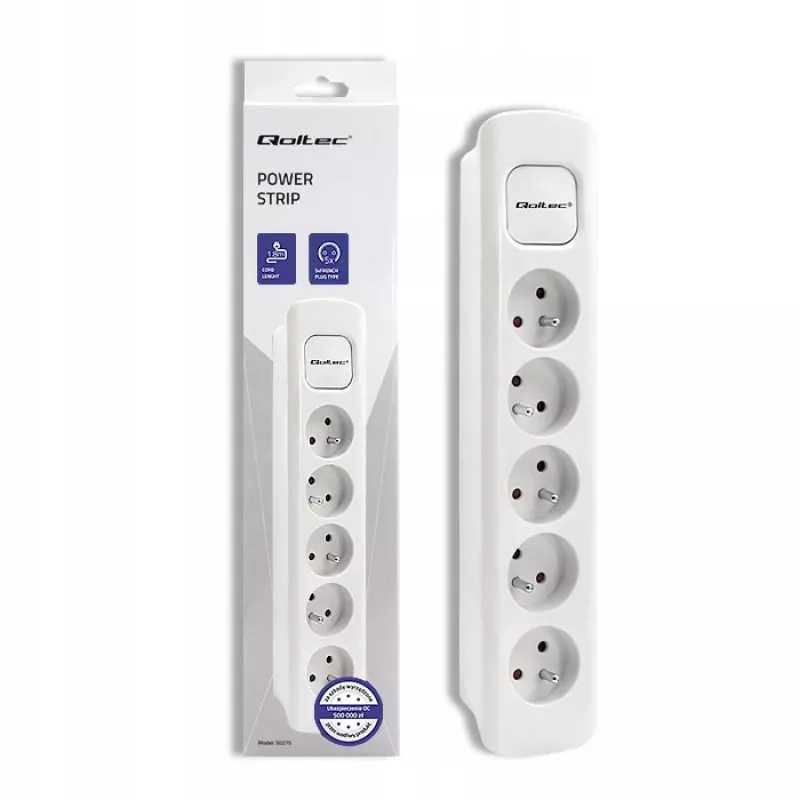 Prolunga elettrica Qoltec 50276 1,8 m 5 prese AC per interni bianco