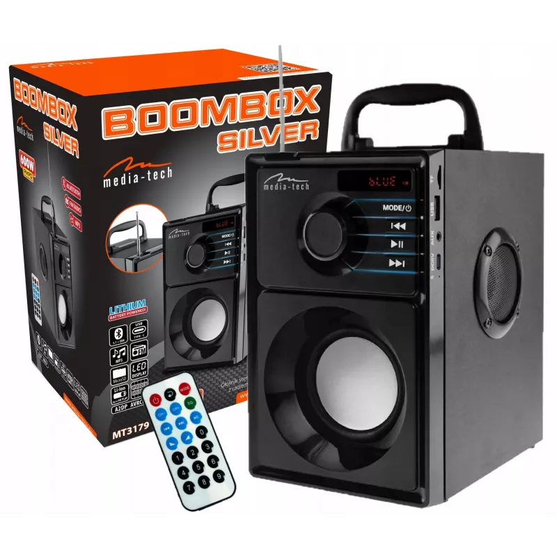 Altoparlante portatile MEDIA-TECH MT3179, 20 W (RMS 15 W), Bluetooth 5.1, FM, MicroSD, USB, AUX, Li-Ion, 6 h, cassa in legno