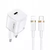 Caricabatterie da parete USAMS T36 Mini USB-C, 20 W, PD 3.0, con cavo USB-C a Lightning 1 m