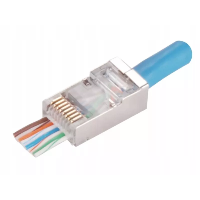 Connettore passante RJ45 STP Cat.5e Alantec WT116 confezione da 100, connettore schermato per cavi 8P8C