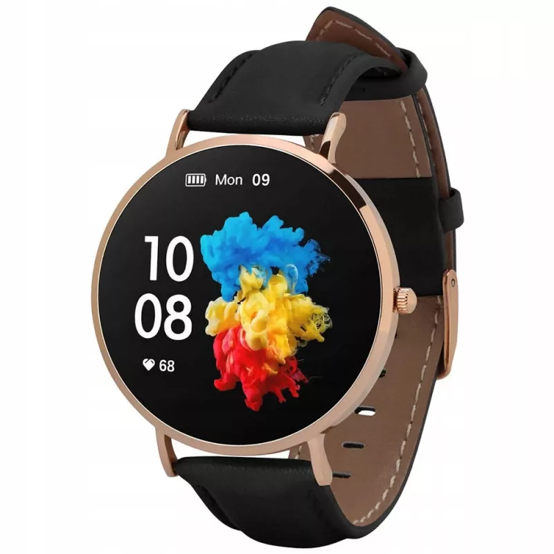 Smartwatch in pelle Garett Verona oro-nero