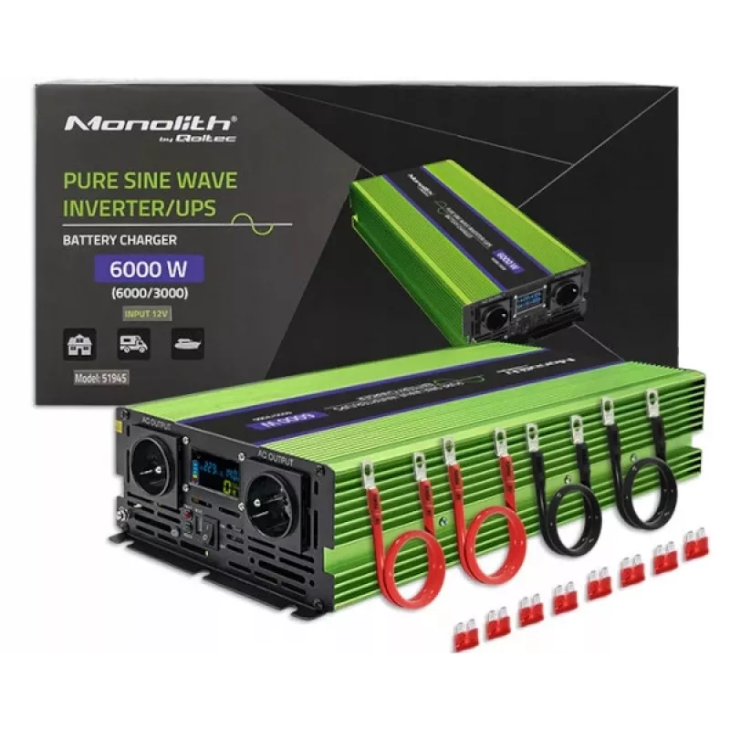 Inverter per auto Qoltec Monolith 6000 W Verde 12 V