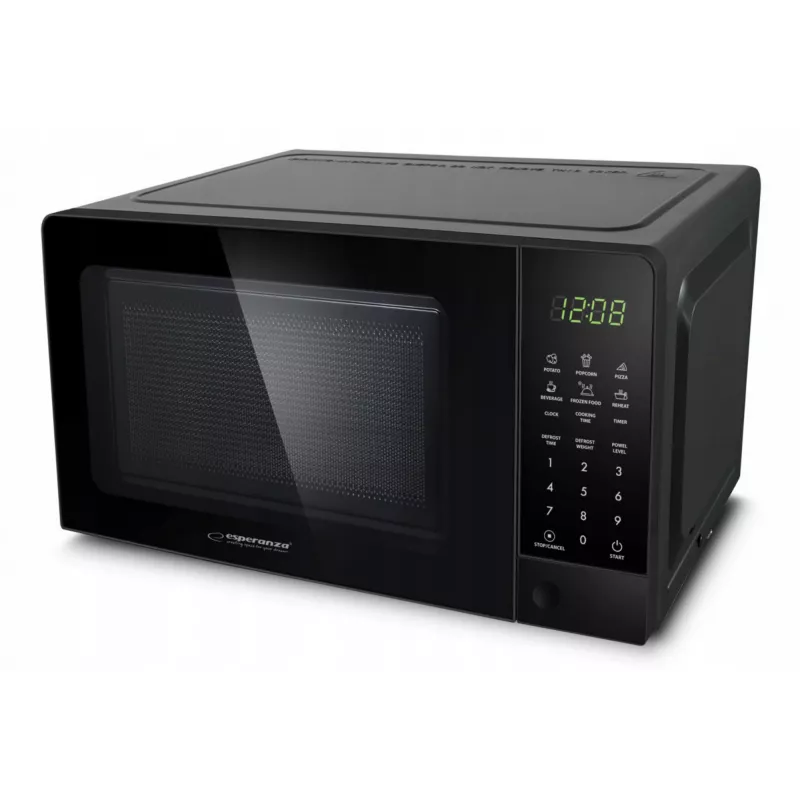 Esperanza EKO009 Horneado forno a microonde solo, da appoggio, 700 W, 20 l, piatto rotante da 24,5 cm, nero