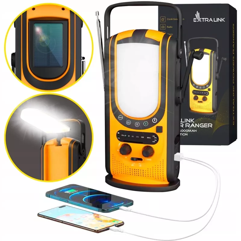 Extralink Power Ranger EPS-6000 | powerbank | 6000mAh, radio FM, luce LED, dinamo, pannello solare