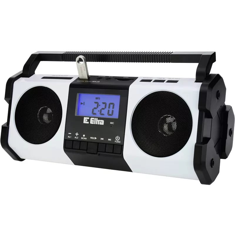 Radio portatile Eltra MAJA – bianca, design compatto, funzionamento a batteria o rete
