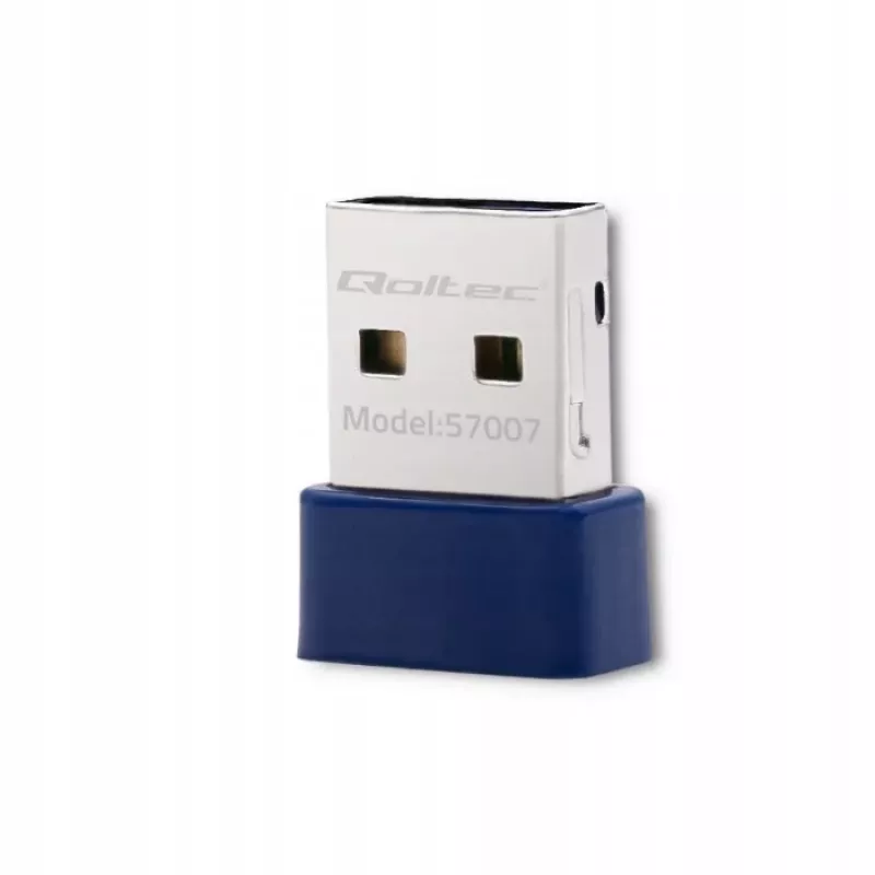 Adattatore mini USB Wi-Fi wireless compatto QOLTEC 57007 – Single-Band 2,4 GHz, fino a 150 Mbit/s, antenna interna
