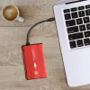 Case per HDD/SSD QOLTEC 51860 per unità SATA III da 2,5 inch, USB Type-A, 5 Gbit/s, alluminio, rosso