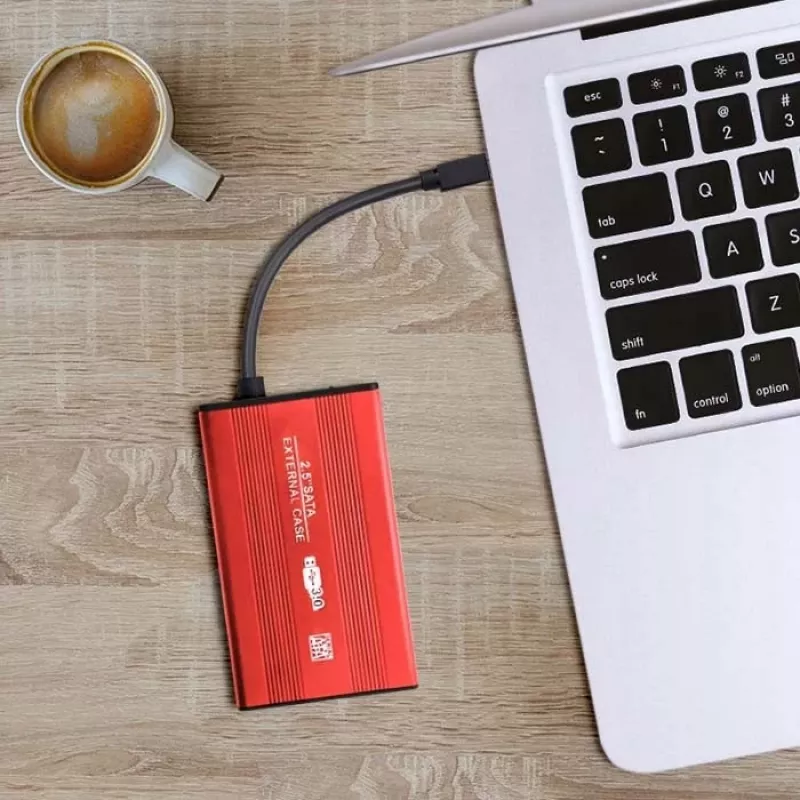 Case per HDD/SSD QOLTEC 51860 per unità SATA III da 2,5 inch, USB Type-A, 5 Gbit/s, alluminio, rosso
