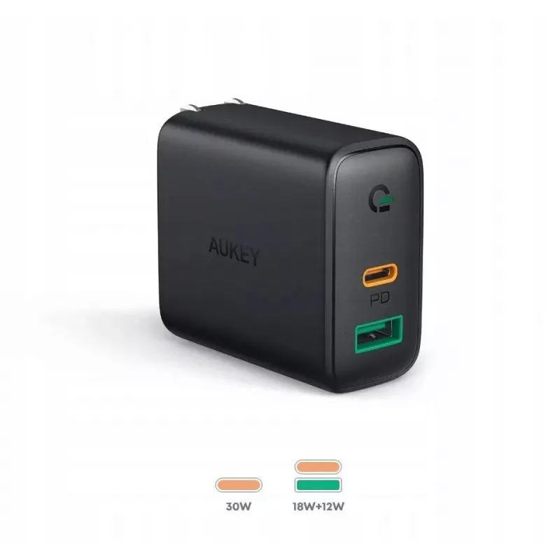 Caricabatterie da parete 2xUSB Power Delivery (1xUSB A+1xUSB C) 5.4A 30W Dynamic Detect PA-D1