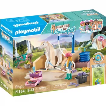 Playmobil Horses of Waterfall – Stazione di lavaggio con Isabella e leonessa – Gioco simbolico & gioco creativo per bambini da 5 a 10 anni – Fat Brain Toys