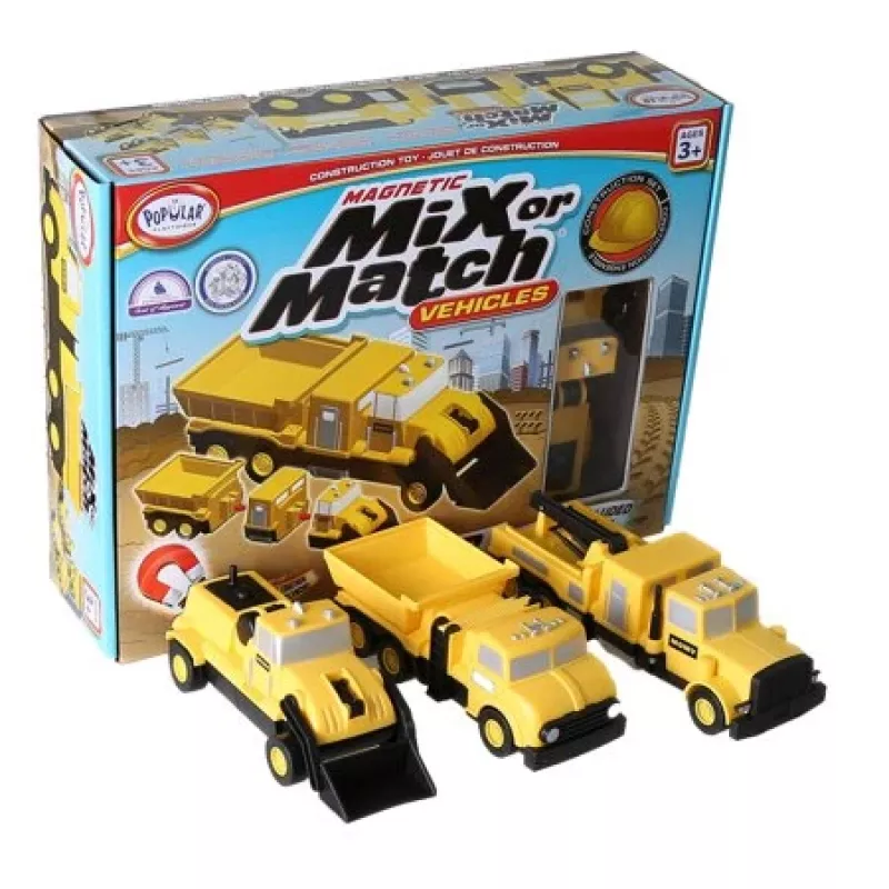 Set veicoli Popular Playthings Mix or Match Vehicles Construction nero giallo