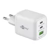 Caricabatterie rapido USB-C Nano, PD, GaN, 65 Watt (bianco, 1x USB-A, 2x USB-C PD, Charge 3.0)