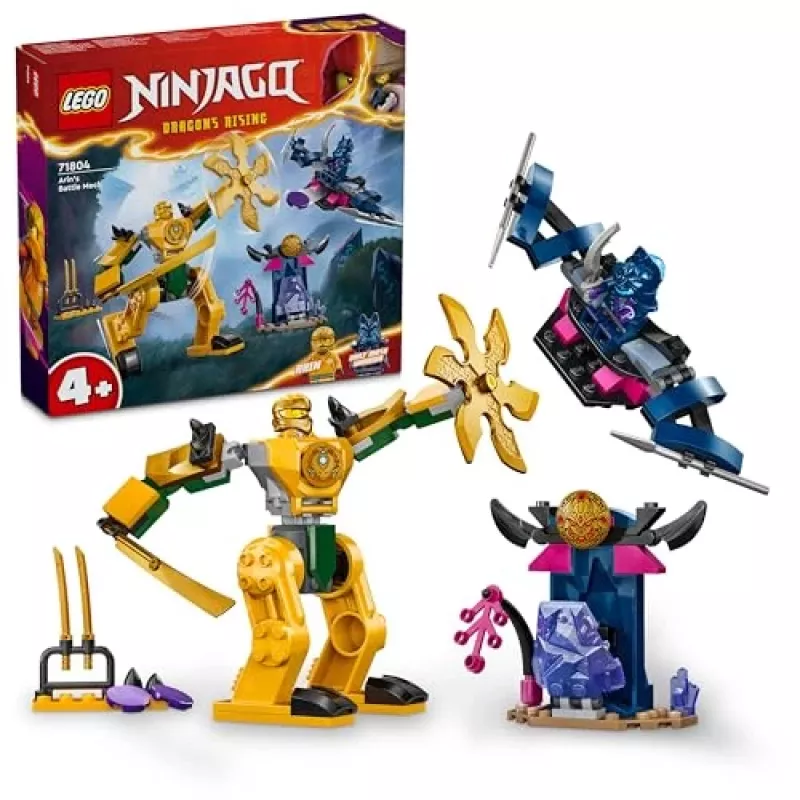 LEGO NINJAGO Mech da battaglia di Arin action figure giocattolo ninja per ragazzi e ragazze da 4 anni, set Dragons Rising con minifigure Arin e mini-kata
