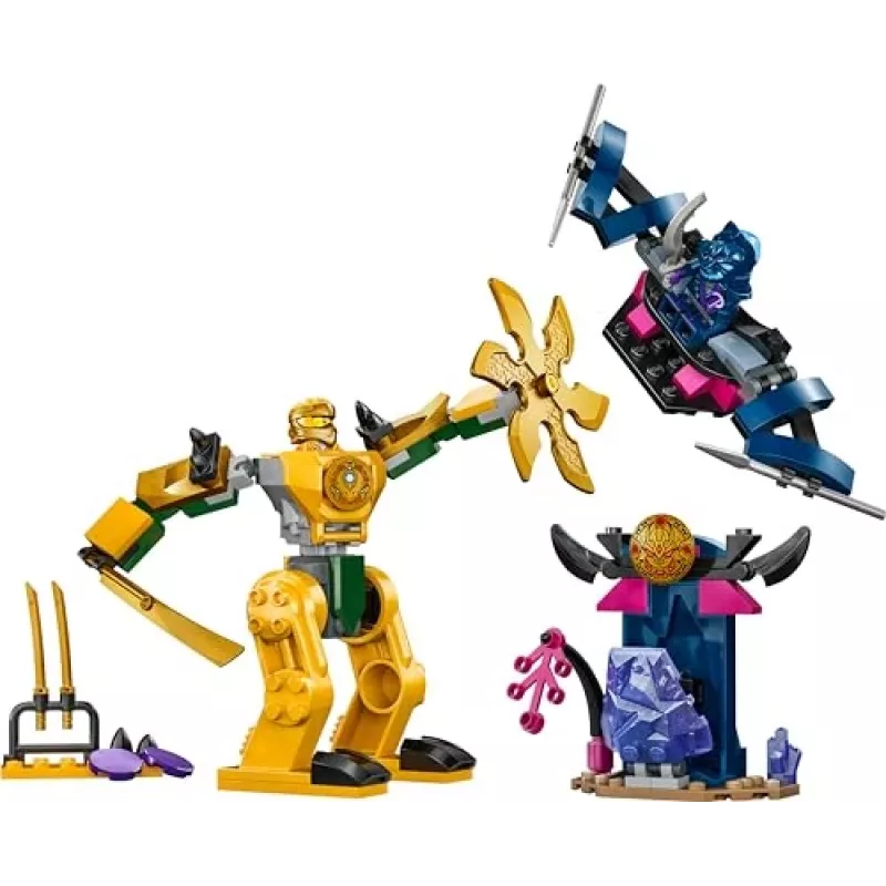LEGO NINJAGO Mech da battaglia di Arin action figure giocattolo ninja per ragazzi e ragazze da 4 anni, set Dragons Rising con minifigure Arin e mini-kata