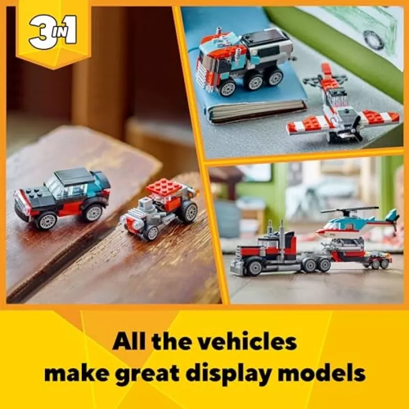 LEGO Creator 3-in-1 31146 Camion con pianale e elicottero