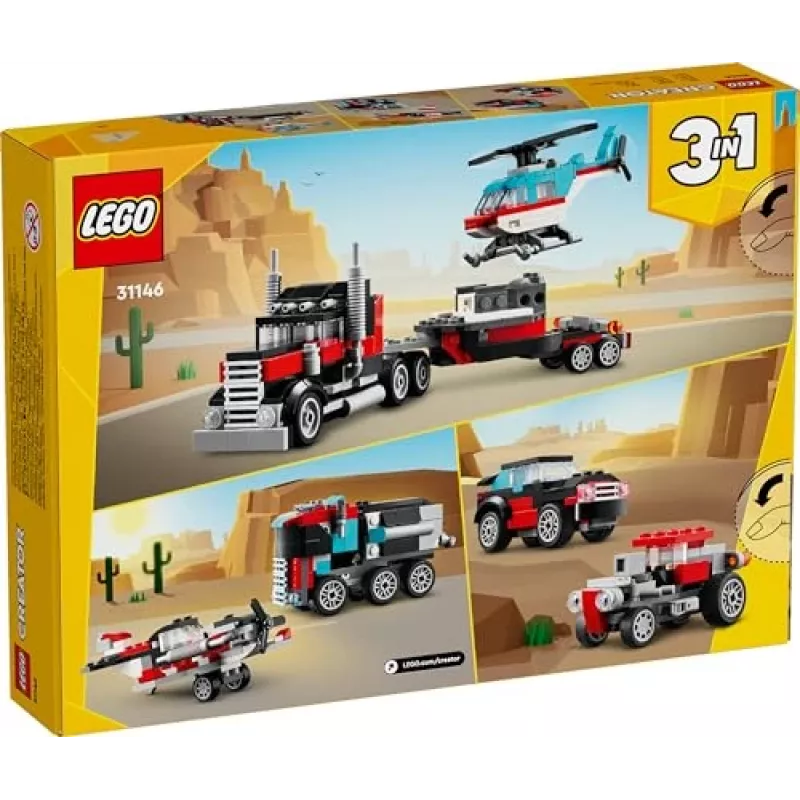 LEGO Creator 3-in-1 31146 Camion con pianale e elicottero