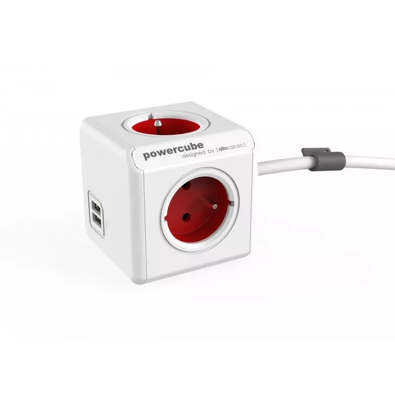 Allocacoc PowerCube Extended USB 1,5M RED 2402 RD accessori connettività rosso