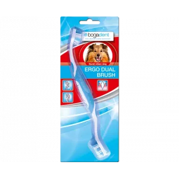 Spazzolino da denti per cani a doppia faccia bogar Bogadent Ergo Dual Brush Mini — spazzolino compatto a doppia testa per cani piccoli (5–10 kg, 120 g)