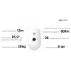 Hikvision DS-PDPC12P-EG2-WE(B) Rilevatore di movimento PIR wireless Tri-X con telecamera